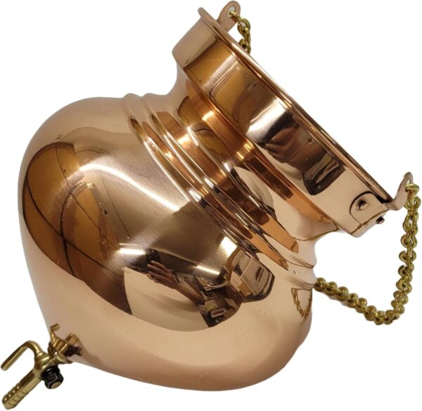 Pure Copper Shirodhara Pot Ayurvedic Equipment with Control Valve and Brass Chain
