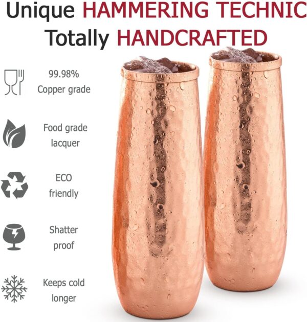 71oIjlg06fL._AC_SL1500_ Copper flute Moscow mule hammered stemless champagne glass of solid copper