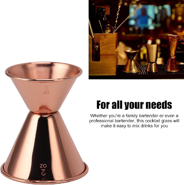 Double Head Cocktail Jigger, Food Grade Elegant Double Head Measuring Cup Japanese Style for Family for Bar (Copper Plating)