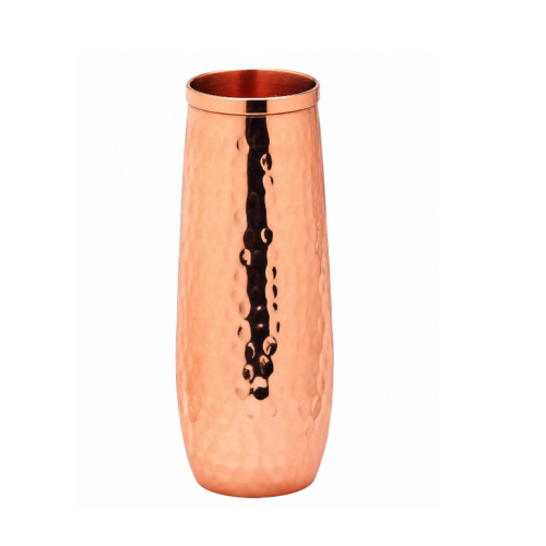 77589bd1-f0c1-43da-a673-71ca3d70831e Copper flute Moscow mule hammered stemless champagne glass of solid copper