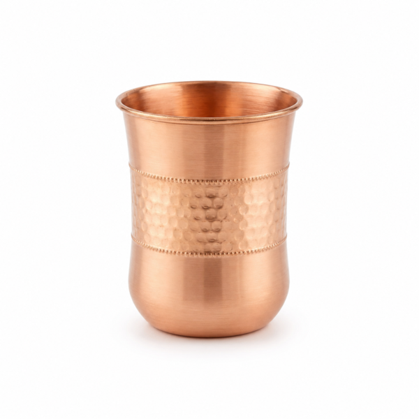 Pure Copper Tumblers: Hammered, Plain, Curved, 250ml Ayurvedic Drinkware