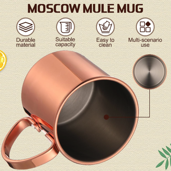 16 oz Copper Mugs with Handles Copper Cup Moscow Mule Cups