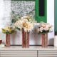 Modern Centerpiece, Decorative Copper Tone Metal Tall Cylinder Flower Vases