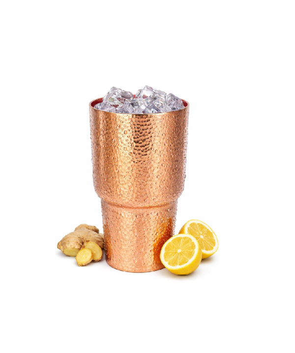 Pure Copper Cup for Drinking, Tall Hand-Hammered Ayurvedic Water Tumbler