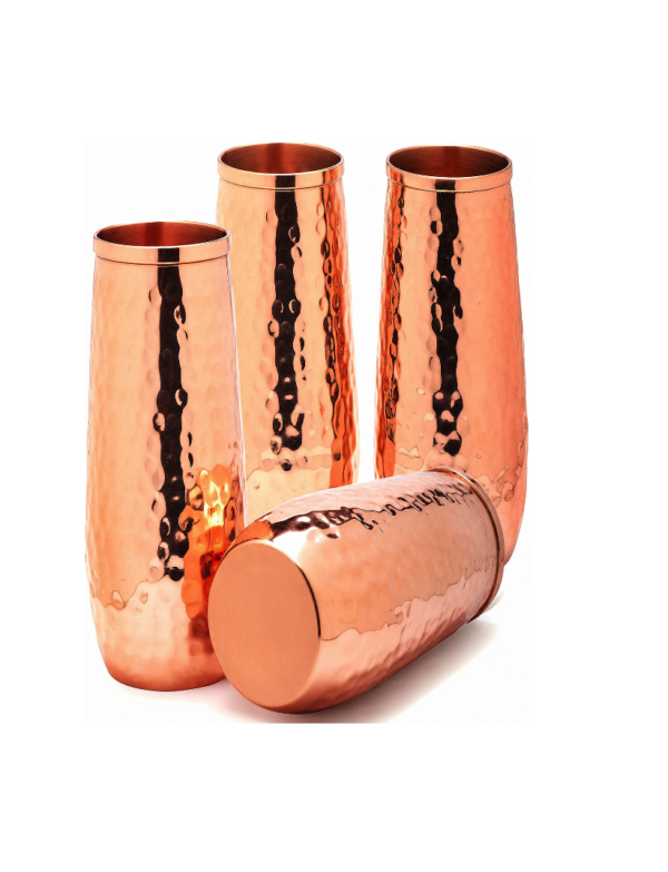 89660746-dea7-40b2-a275-b04528fe4ddf Copper flute Moscow mule hammered stemless champagne glass of solid copper