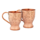 Copper Cups Set of 2 with Unique Handcrafted Embossed Design with Anti-Tarnish Food-Grade Coating
