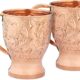 Copper Cups Set of 2 with Unique Handcrafted Embossed Design with Anti-Tarnish Food-Grade Coating
