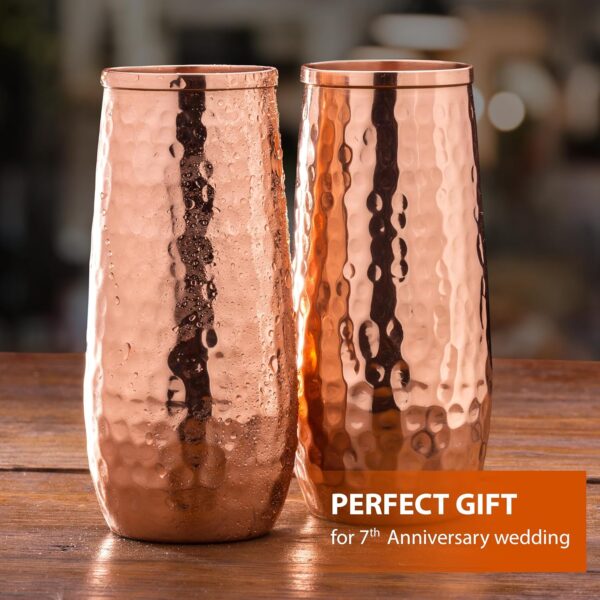 91N47OxpyIL._AC_SL1500_ Copper flute Moscow mule hammered stemless champagne glass of solid copper