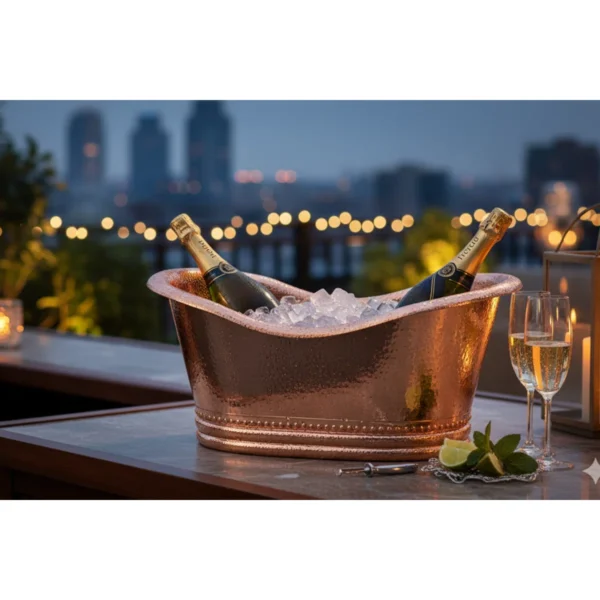 Extra-Large Hammered Copper Ice Bucket for Party
