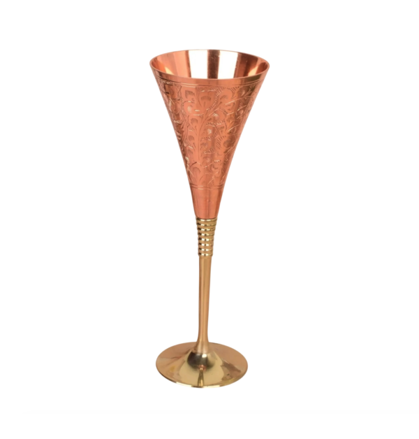 NJ-2209 Hand Engraved Copper Wine Goblet | Rustic Ayurvedic Drinkware | Handmade Copper Cup | Vintage Style