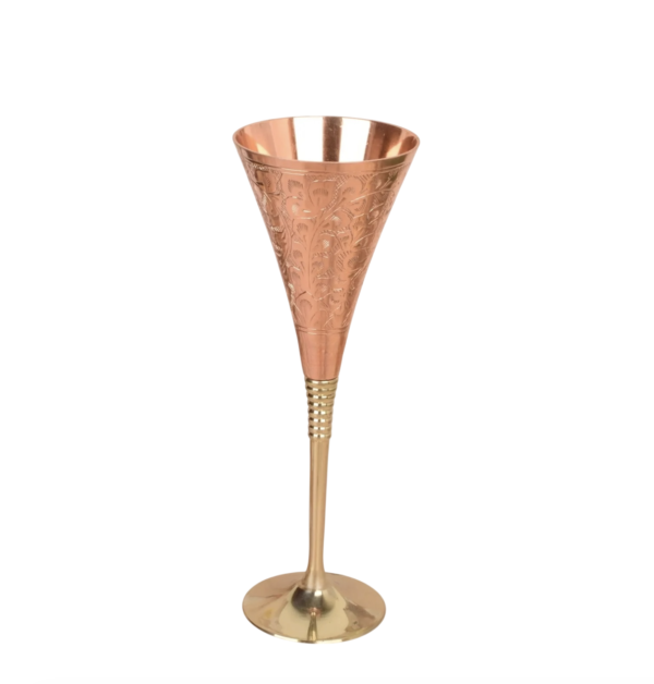 NJ-2209 Hand Engraved Copper Wine Goblet | Rustic Ayurvedic Drinkware | Handmade Copper Cup | Vintage Style