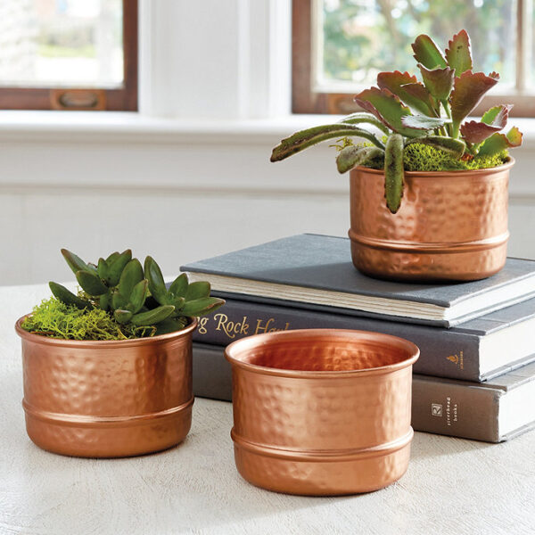 Hammered Decorative Copper Flower Pot
