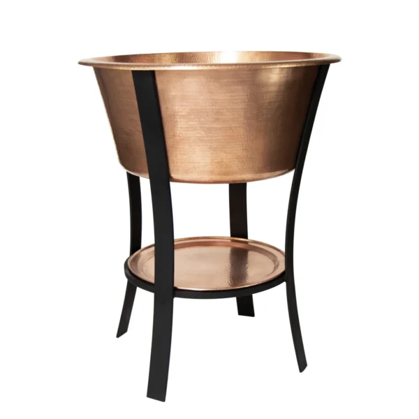 Round Hammered Copper Beverage Tub with Stand