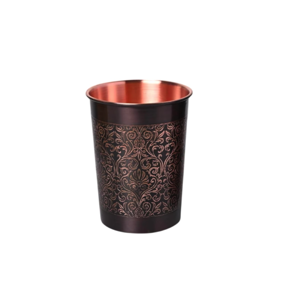 Handcrafted Copper Water Black Glass Pure Copper Water Glass Drinking Tumbler Eco Friendly Drinkware for Daily Use