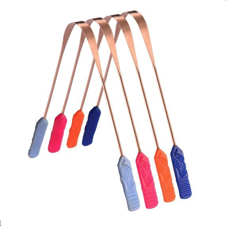 Pure Copper Tongue Scraper with Plastic Handle