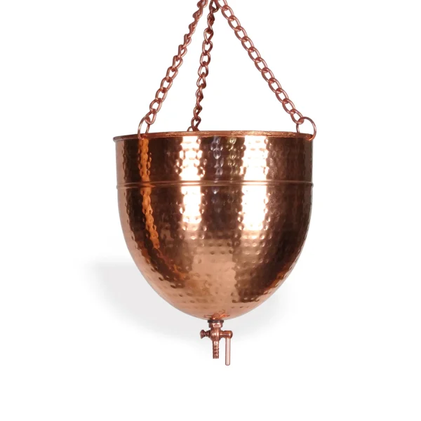 Pure Copper Shirodhara Pot Ayurvedic Equipment with Control Valve and Brass Chain