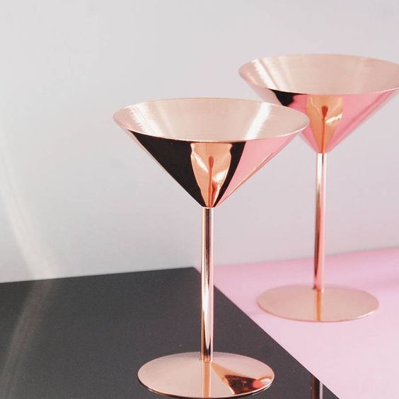 Copper Plated Stainless Steel Martini Glasses