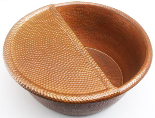 Hammered Copper Pedicure Bowl with Foot Rest
