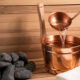 Hammered Copper Sauna Bucket & Ladle Set