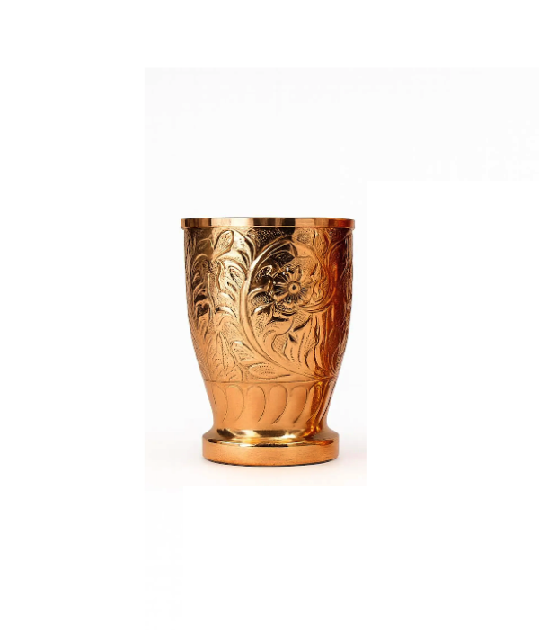 Handcrafted Copper Tumblers – Engraved Floral Design