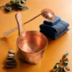 Hammered Copper Sauna Bucket & Ladle Set