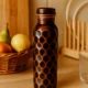 100% Pure Copper Water Bottle – Handmade Honeycomb Design Ayurvedic Copper Vessel for Detox – Leak Proof BPA Free Bottle (34 oz / 1L)