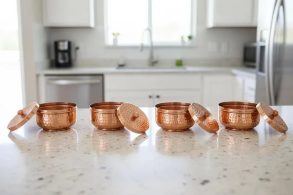 Handmade Hammered Copper Tea Light container: Wedding Gift Decor
