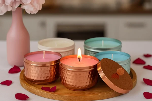 Handmade Hammered Copper Tea Light container: Wedding Gift Decor