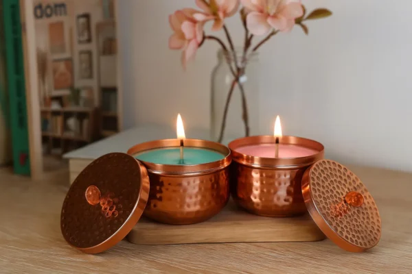 Handmade Hammered Copper Tea Light container: Wedding Gift Decor