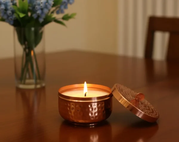 Handmade Hammered Copper Tea Light container: Wedding Gift Decor