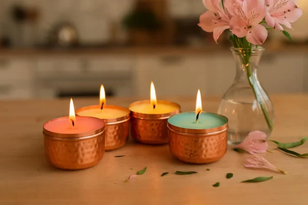 Handmade Hammered Copper Tea Light container: Wedding Gift Decor