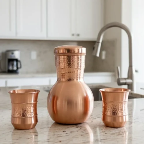 Handmade Pure Copper Water Jug Pitcher Set | Ayurveda Drinkware