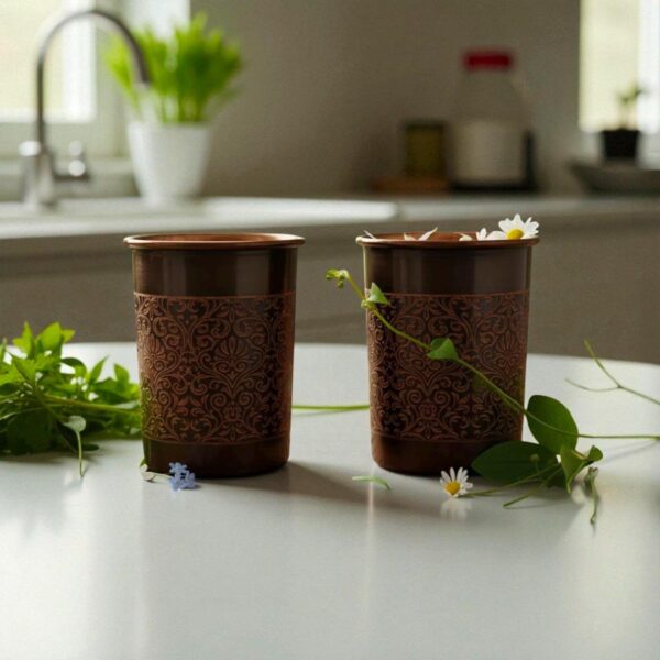 Handcrafted Copper Water Black Glass Pure Copper Water Glass Drinking Tumbler Eco Friendly Drinkware for Daily Use