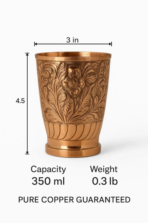 Handcrafted Copper Tumblers – Engraved Floral Design