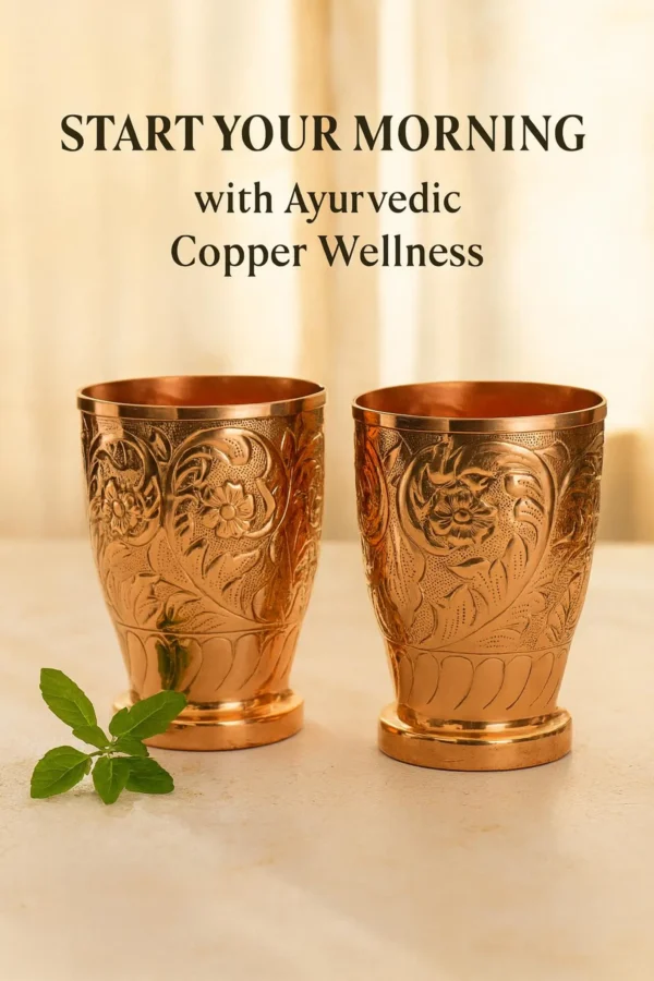Handcrafted Copper Tumblers – Engraved Floral Design