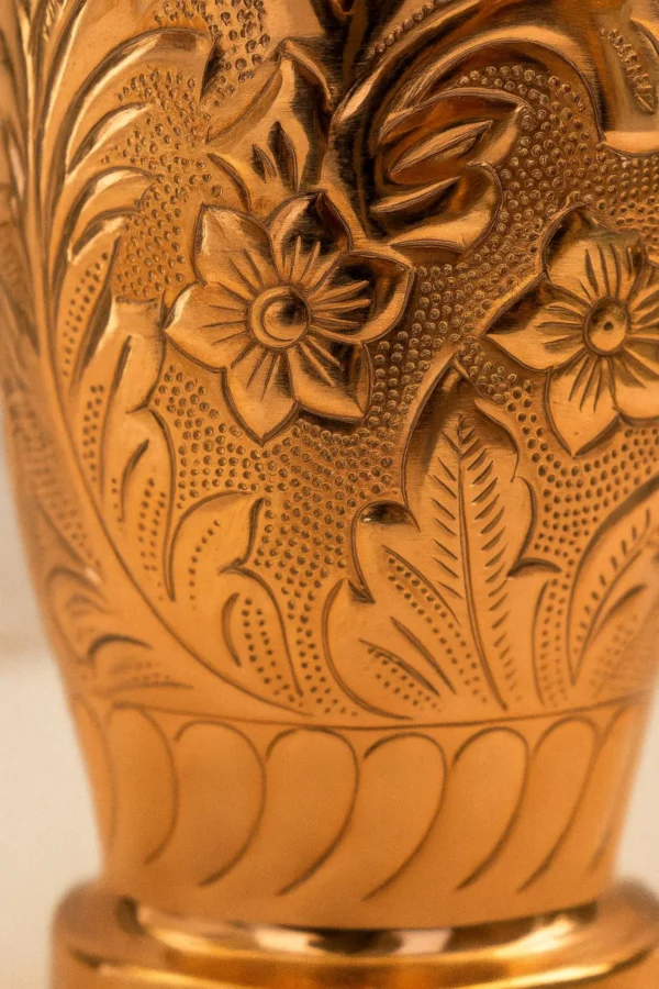 Handcrafted Copper Tumblers – Engraved Floral Design