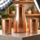 Pure Copper Water Carafe with 2 Tumblers- Bedside Water Bottle, Bedroom Jar, Unique Gift for Housewarming & Corporate, Christmas Day Gift,