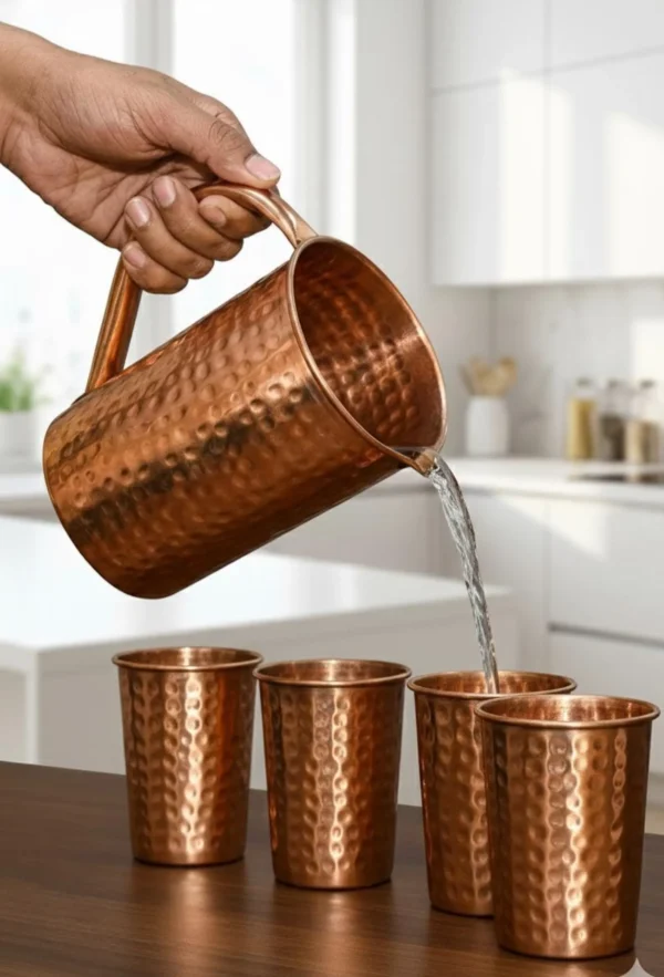 Pure Copper Hammered Jug Copper Pitcher 1000 ml