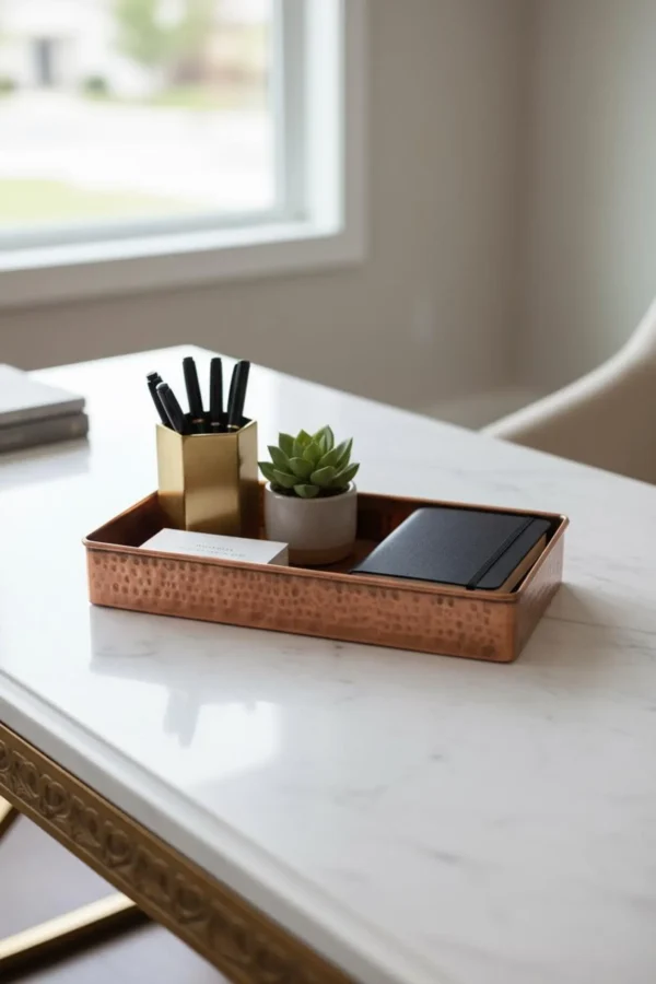 Hammered Copper Vanity Tray | Moroccan Artisan Perfume Organiser