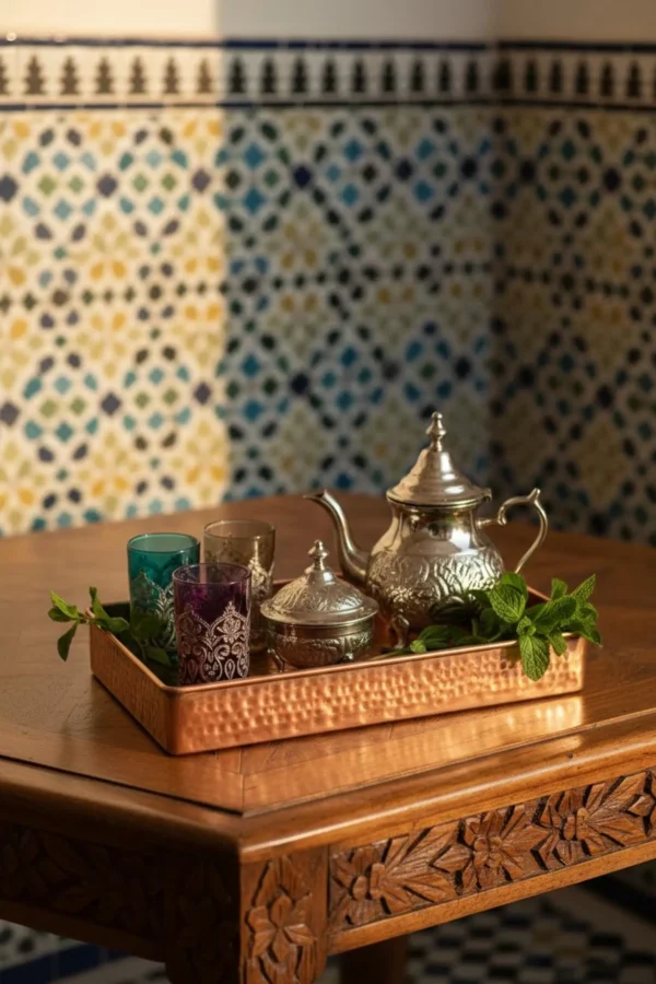 Hammered Copper Vanity Tray | Moroccan Artisan Perfume Organiser