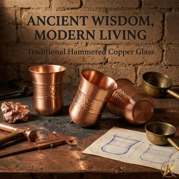 Pure Copper Tumblers: Hammered, Plain, Curved, 250ml Ayurvedic Drinkware