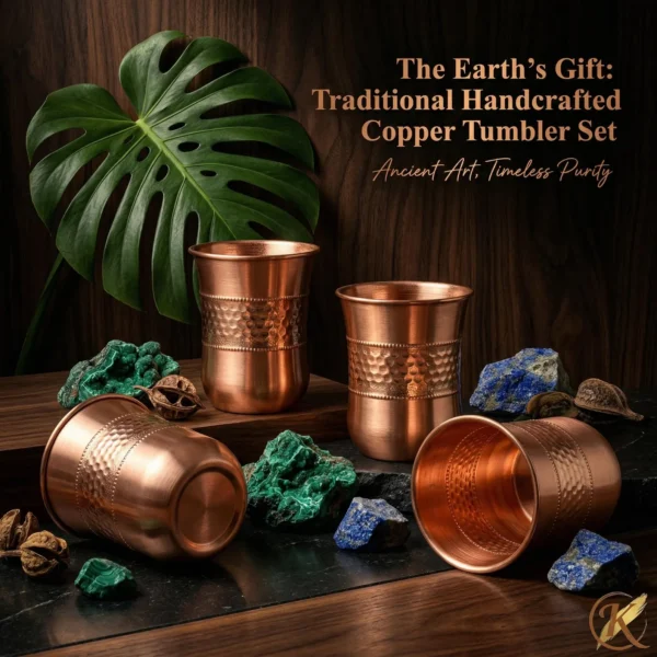 Pure Copper Tumblers: Hammered, Plain, Curved, 250ml Ayurvedic Drinkware