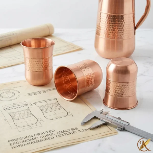 Pure Copper Tumblers: Hammered, Plain, Curved, 250ml Ayurvedic Drinkware