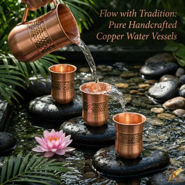 Pure Copper Tumblers: Hammered, Plain, Curved, 250ml Ayurvedic Drinkware