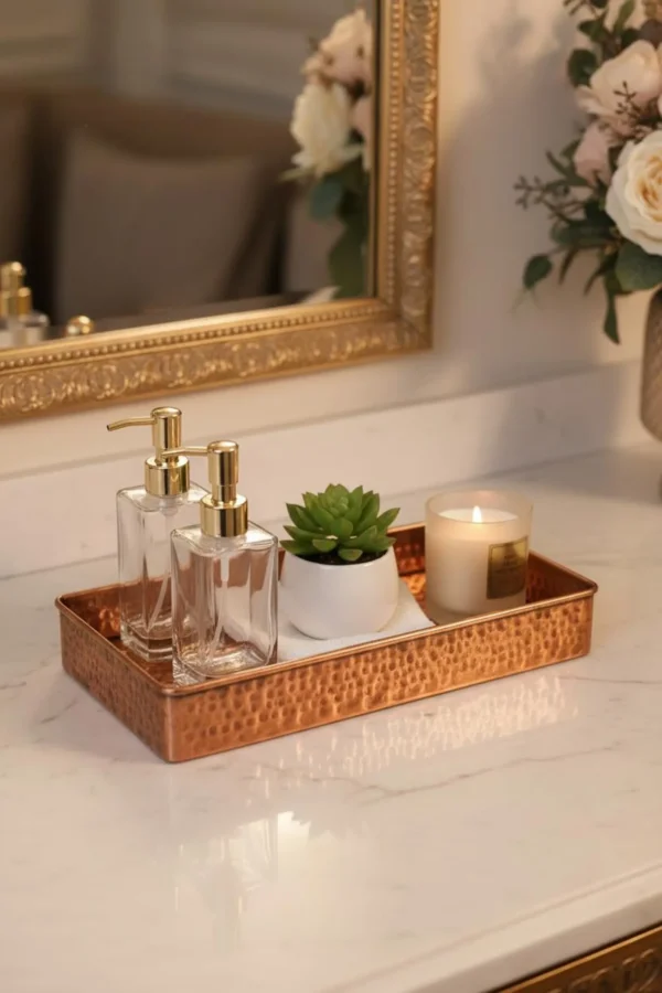 Hammered Copper Vanity Tray | Moroccan Artisan Perfume Organiser