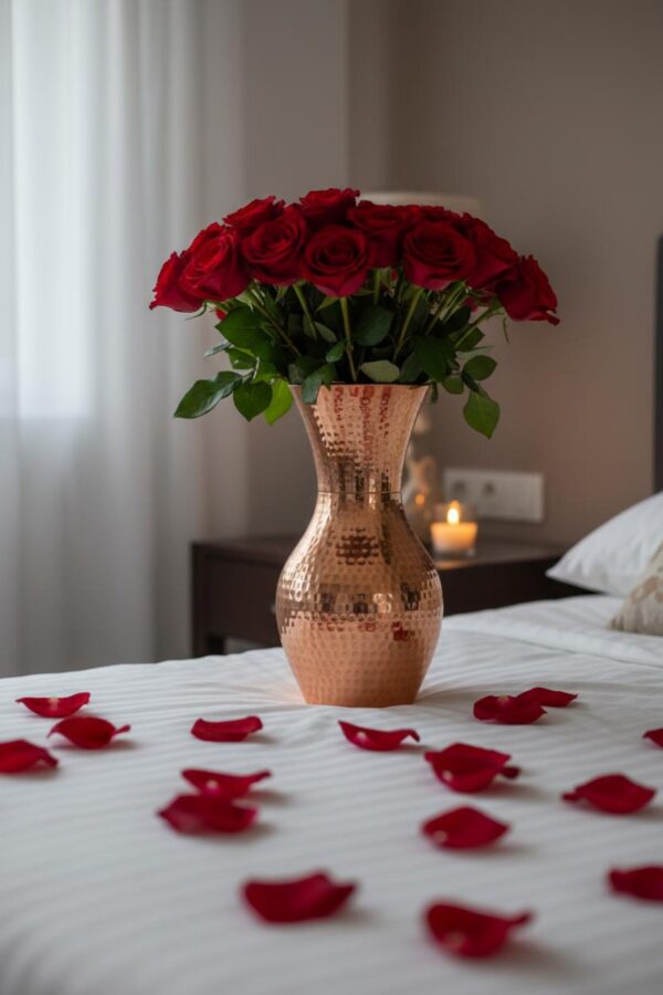 Hammered Copper Vase | Handcrafted Moroccan Flower Vase | Polished Home Decor