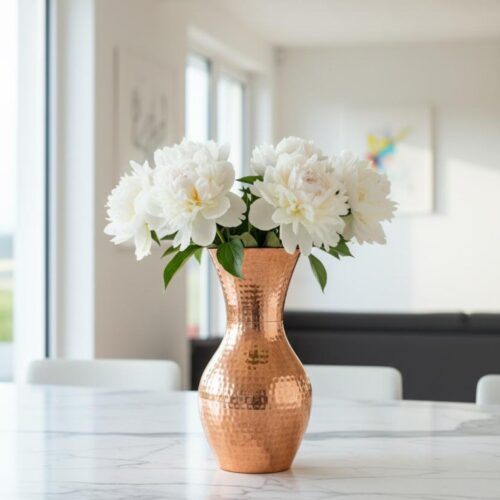 Hammered Copper Vase | Handcrafted Moroccan Flower Vase | Polished Home Decor