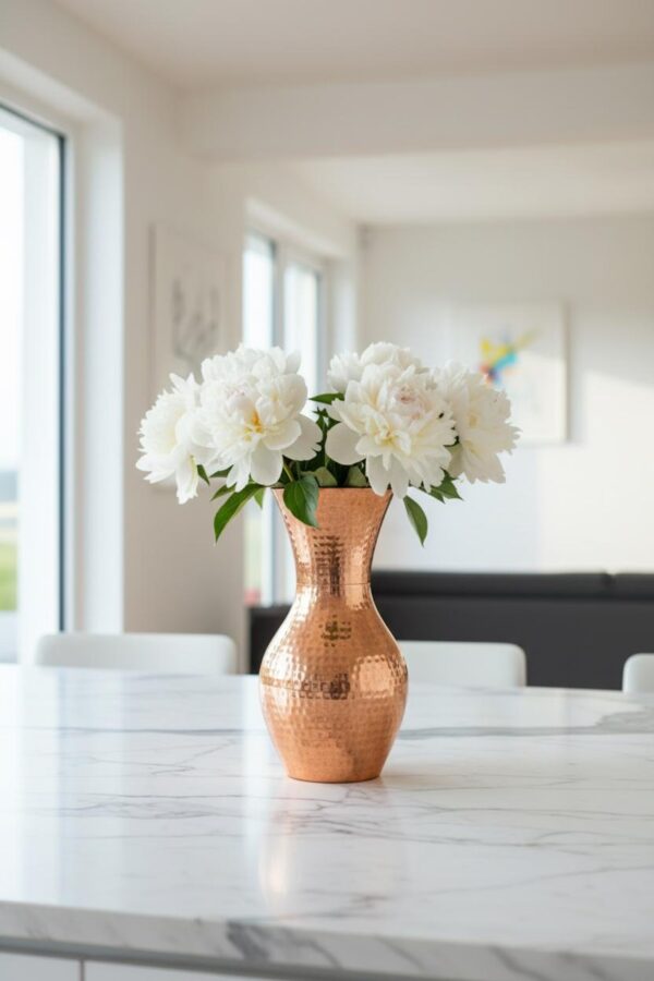 Hammered Copper Vase | Handcrafted Moroccan Flower Vase | Polished Home Decor