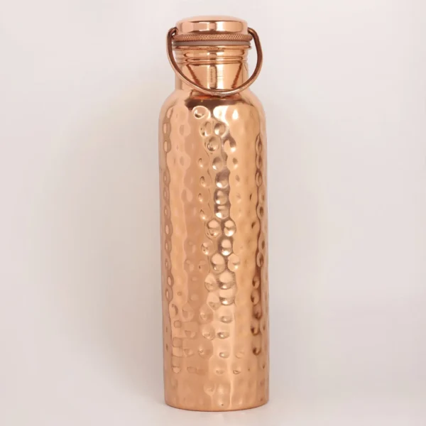 Pure Copper Water Bottle, Handmade Copper drink ware with handle cap