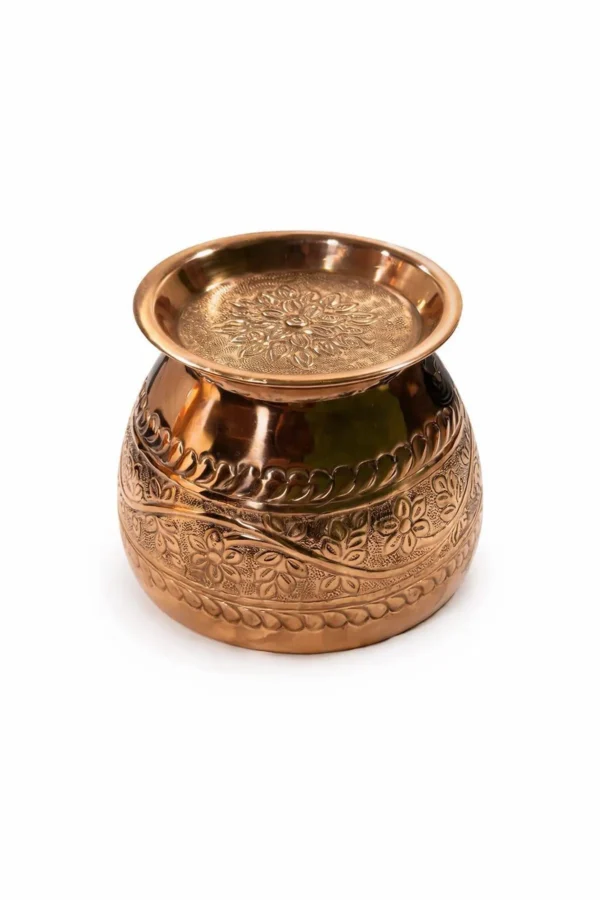 Pure Copper Water Pot with Lid, Handcrafted Tamba Kalash, Ayurvedic Drinking Vessel, Vintage Engraved Copper Jug for Health